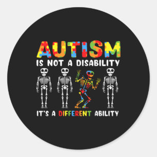 Niet een invaliditeit Anders vermogen skelet autis Ronde Sticker