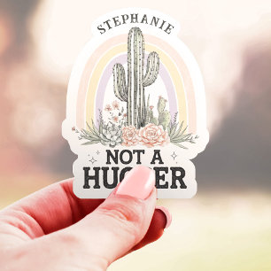 Niet een Knuffelaar Cactus Aangepaste Naam Vinyl Sticker