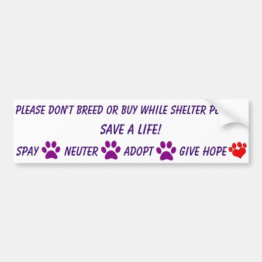 Niet fokken of kopen bumpersticker (Voorkant)