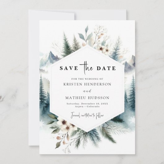Niet-foto Whimsical Mountain Wedding Save The Date (Voorkant)