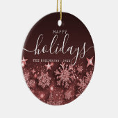 Niet-fotofeestdag kerstmis Glitter Snow Roos Gold Keramisch Ornament (Rechts)