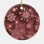 Niet-fotofeestdag kerstmis Glitter Snow Roos Gold Keramisch Ornament (Achterkant)