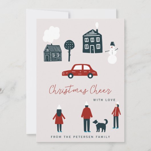 Niet-fotomoderne kerstwinter feestdagenkaart (Voorkant)