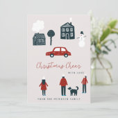 Niet-fotomoderne kerstwinter feestdagenkaart (Staand voorkant)