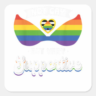 Niet gay maar zeer ondersteunend ontwerp vierkante sticker