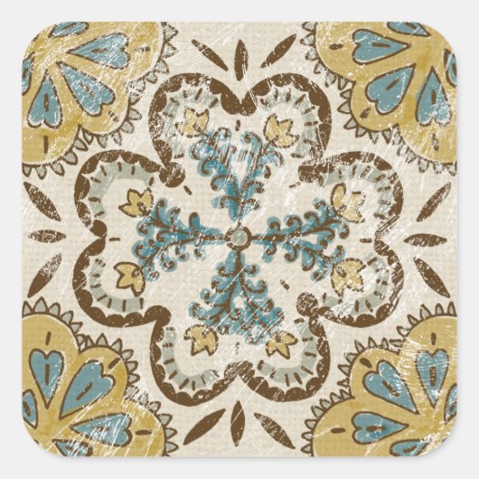 Niet-gebluste batik Square II Vierkante Sticker (Voorkant)