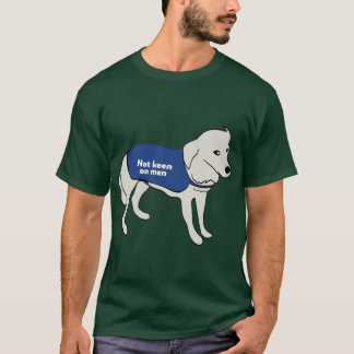 Niet Gecharmeerd Van Mannen Hond Die Een Waarschuw T-shirt