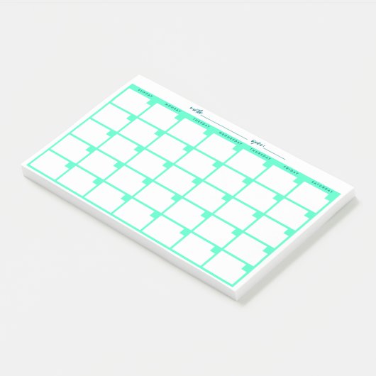 Niet-gedateerd Sticky Note Calendar - Mint (Schuin)