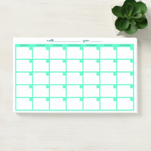 Niet-gedateerd Sticky Note Calendar - Mint (Kantoor)