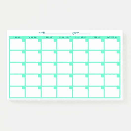 Niet-gedateerd Sticky Note Calendar - Mint (Voorkant)
