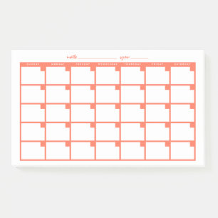 Niet-gedateerd Sticky Note Calendar - Salmon