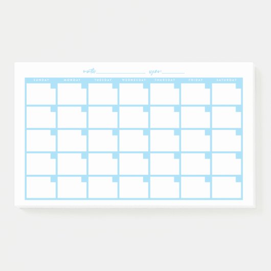 Niet-gedateerde Sticky Note Calendar - Lichtblauw (Voorkant)