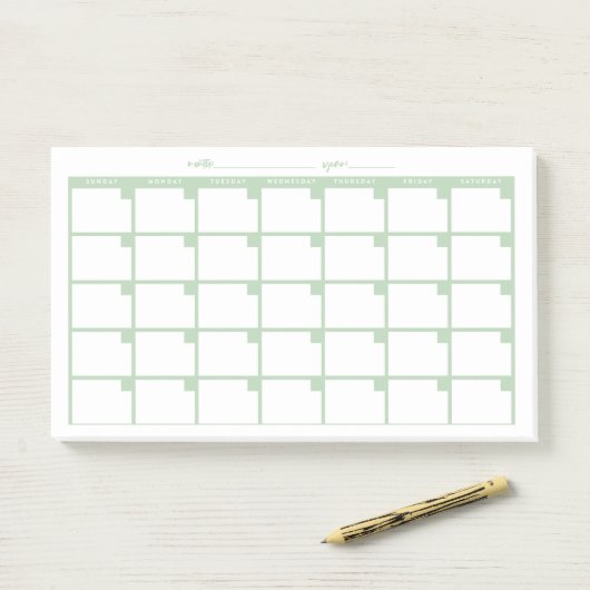 Niet-gedateerde Sticky Note Calendar - Lichtgroen (Op bureau)