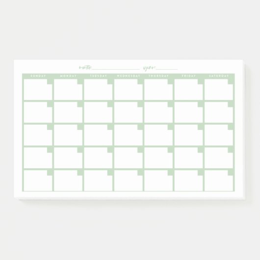 Niet-gedateerde Sticky Note Calendar - Lichtgroen (Voorkant)
