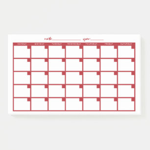 Niet-gedateerde Sticky Note Calendar - Rood