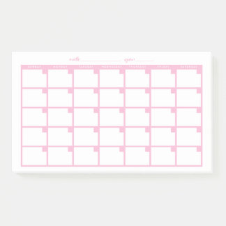 Niet-gedateerde Sticky Note Calendar - Roze