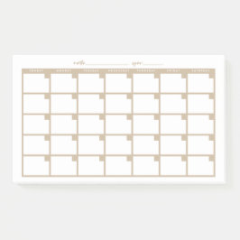 Niet-gedateerde Sticky Note Calendar - Tan