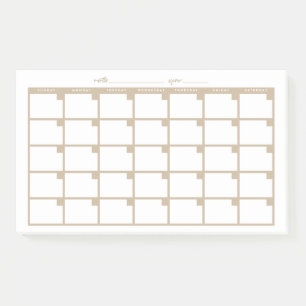 Niet-gedateerde Sticky Note Calendar - Tan