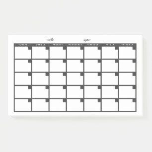 Niet-gedateerde Sticky Note Calendar - Zwart