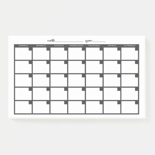 Niet-gedateerde Sticky Note Calendar - Zwart (Voorkant)