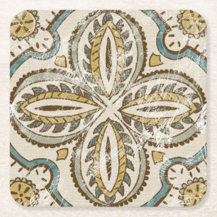 Niet-geëmailleerd batik Square III Vierkante Kartonnen Onderzetter