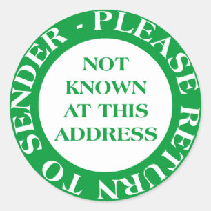 Niet gekend in dit Adres - Groen Ronde Sticker