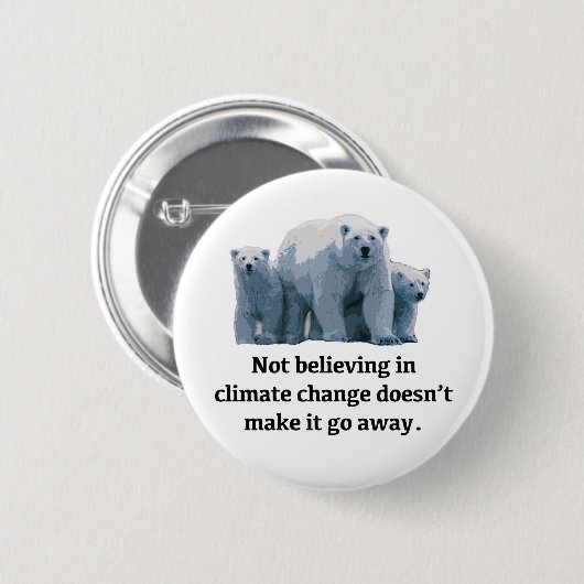 Niet geloven in klimaatverandering ronde button 5,7 cm (Voorkant /achterkant)