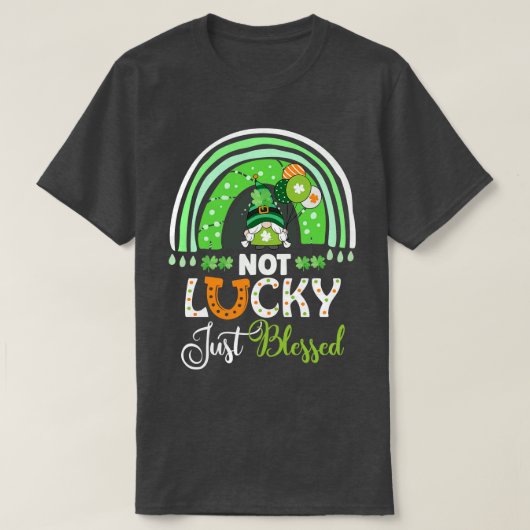 Niet geluk Gezegend Regenboog Gnome Clover St Pat T-shirt (Design voorkant)