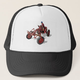 Niet-gerestaureerde tractorrode illustratie trucker pet