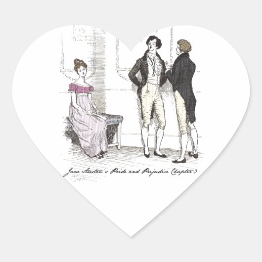 Niet goed genoeg, Jane Austen Pride & Prejudice Hart Sticker (Voorkant)