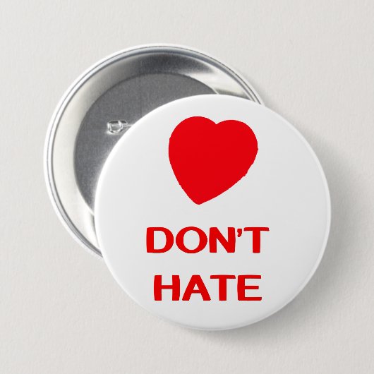NIET HATE groot, 3-INCH ronde Button (Voorkant /achterkant)