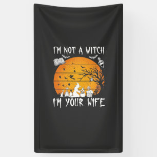 Niet Heks Vrouw Halloween Zonsondergang Ketel_1 Spandoek