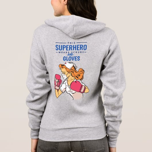 Niet je gemiddelde superheld-verpleegkundige Zip-U Hoodie (Achterkant)