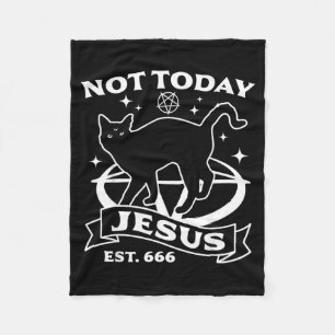 Niet Jezus - Zwarte Kat Satanische Duivel Hallowee Fleece Deken