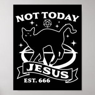 Niet Jezus - Zwarte Kat Satanische Duivel Hallowee Poster