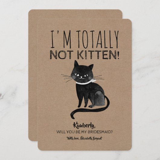 Niet Kitten Grappig Bruidsmeisje Uitnodiging (Voorkant / Achterkant)