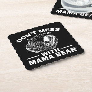 Niet knoeien met mama Beer Moederdag Mom Cool Kartonnen Onderzetters