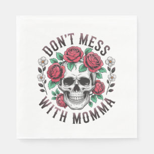 Niet knoeien met mama bloemenschedel servet