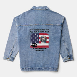 Niet knoeien met mijn familie vrijheid Goldendoodl Denim Jacket