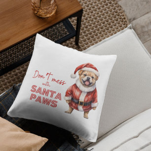 'Niet knoeien met Santa Paws" schattig hondenliefh Kussen