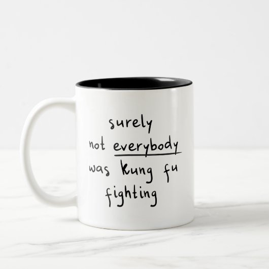 Niet Kung Fu vecht grappig Tweekleurige Koffiemok (Links)