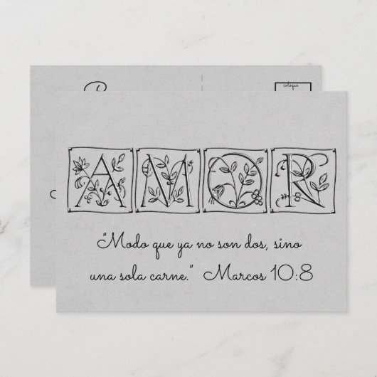 Niet langer 2-One Flesh~Scripture~Save Date~Spaans Aankondigingskaart (Voorkant / Achterkant)