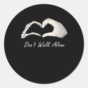 Niet lopen - White Classic - Skeleton Hands Hearts Ronde Sticker