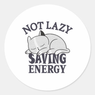 Niet lui, energiebesparende kat ronde sticker