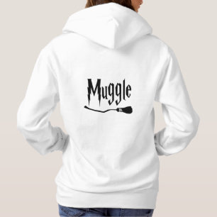 Niet-magische heks en tovenaarsontwerp met bezem hoodie