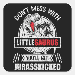 Niet met de kleine Saurus Dinosaur familie Kindere Vierkante Sticker