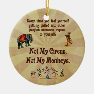 Niet mijn apen, niet mijn Circus Keramisch Ornament