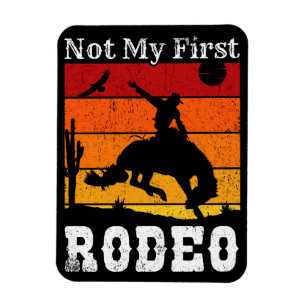 Niet mijn eerste Rodeo Cowboy Cowgirl Horse Sunset Magneet