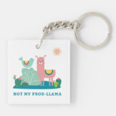 Niet mijn Prob-llama Pun Square Sleutelhanger (Achterkant)
