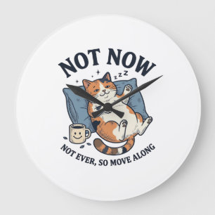 Niet Nu Luie Kat Vintage Gravure Grappige Kat Ontw Grote Klok
